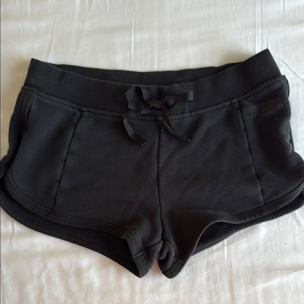 Victoria's Secret Black Athletic Shorts with Curved Hem